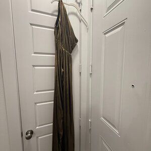 Gold Metallic One-Shoulder Gown